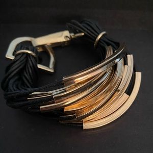 Faux leather and gold bracelet